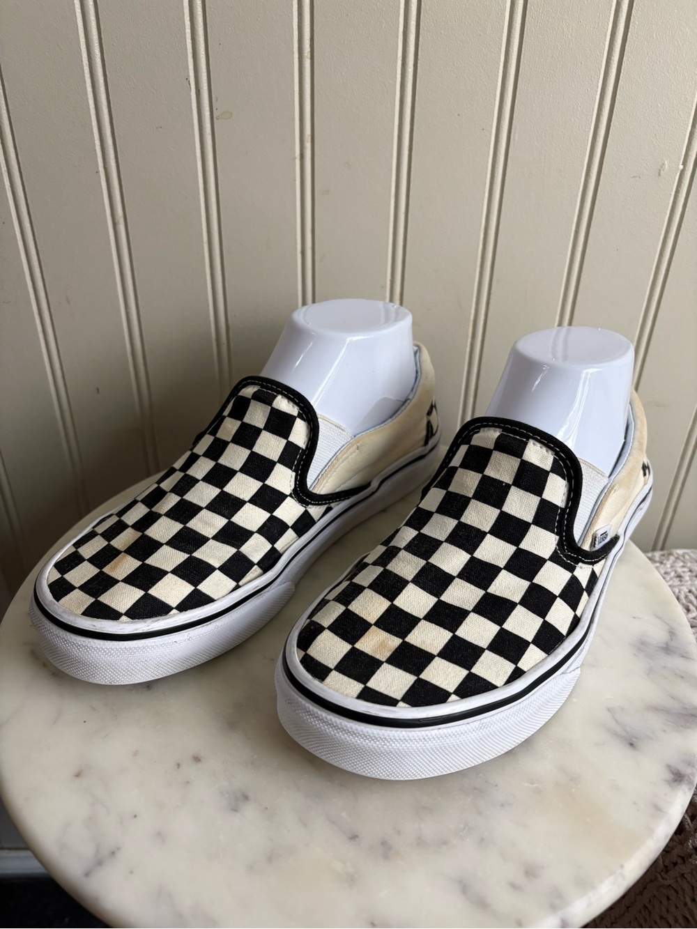 Vans Checkered Slip Ons Women’s 6.5 Black & White Classic Casual Grunge Boho
